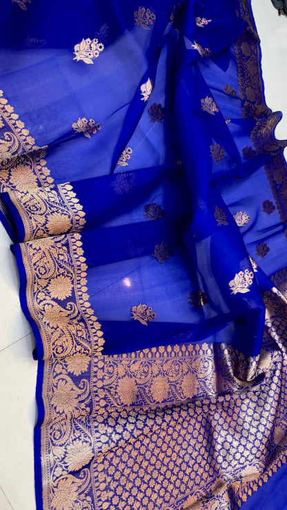 Ansh |  handloom kora organza silk benarasee saree