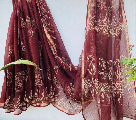 Mia | Kota Doriya Saree with Bagru Prints