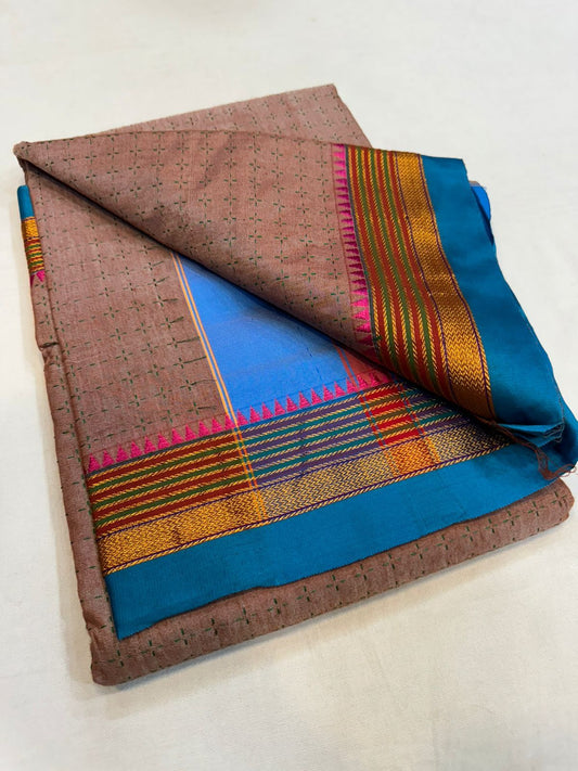 Radha | Chukki Star Ilkal and Art silk With Cotton Saree