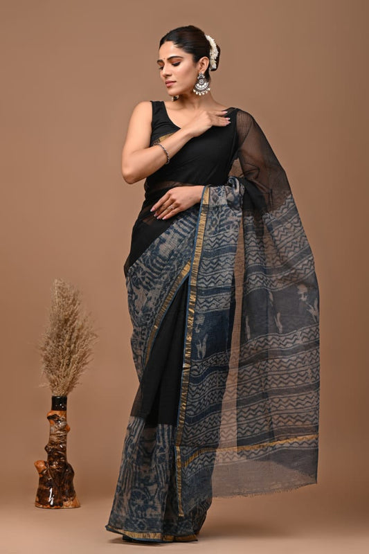 Momal | Kota Doriya Saree with Bagru Prints