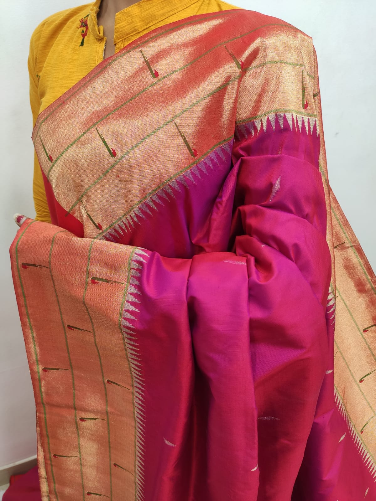 Mouni | TRIPLE MUNIYA BROCADE PAITHANI SILK SAREE