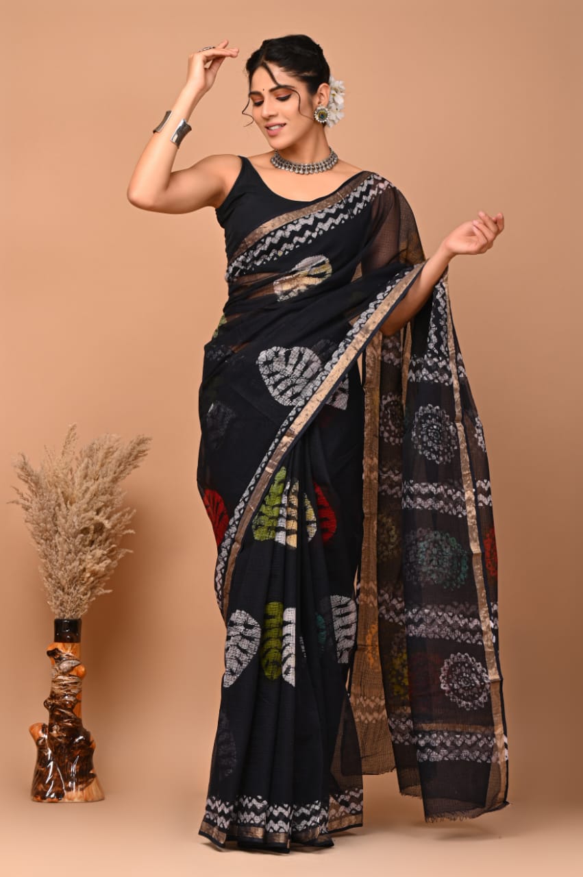 Nargis | Kota Doriya Saree with Bagru Prints