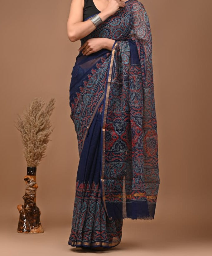 Aryan | block printed by hand on Kota Doria cotton sarees