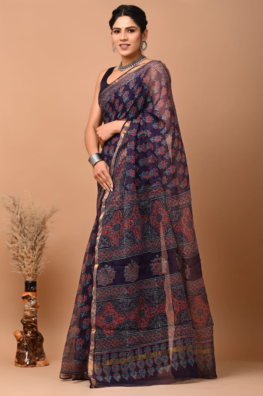 Mithra | Kota Doriya Saree with Bagru Prints