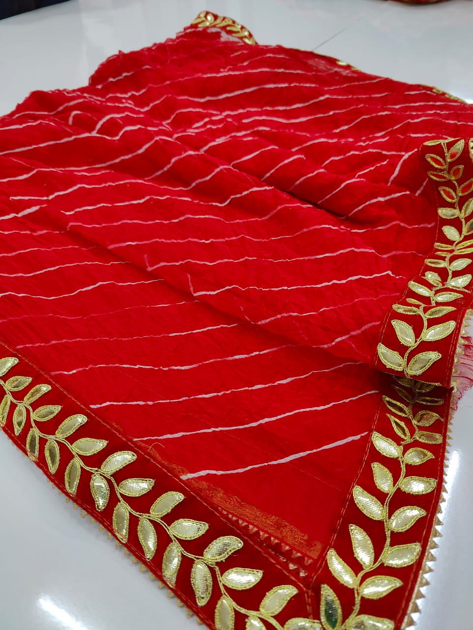 Ekantika | Chiffon Lehriya Gotapatti Saree