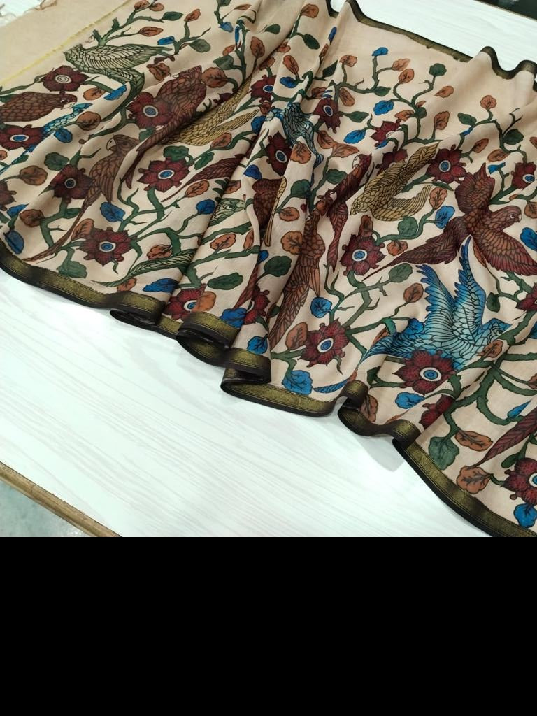 Chasmum | Maheshwari silk dupatta traditional art pen kalamkari hand painted duppatta