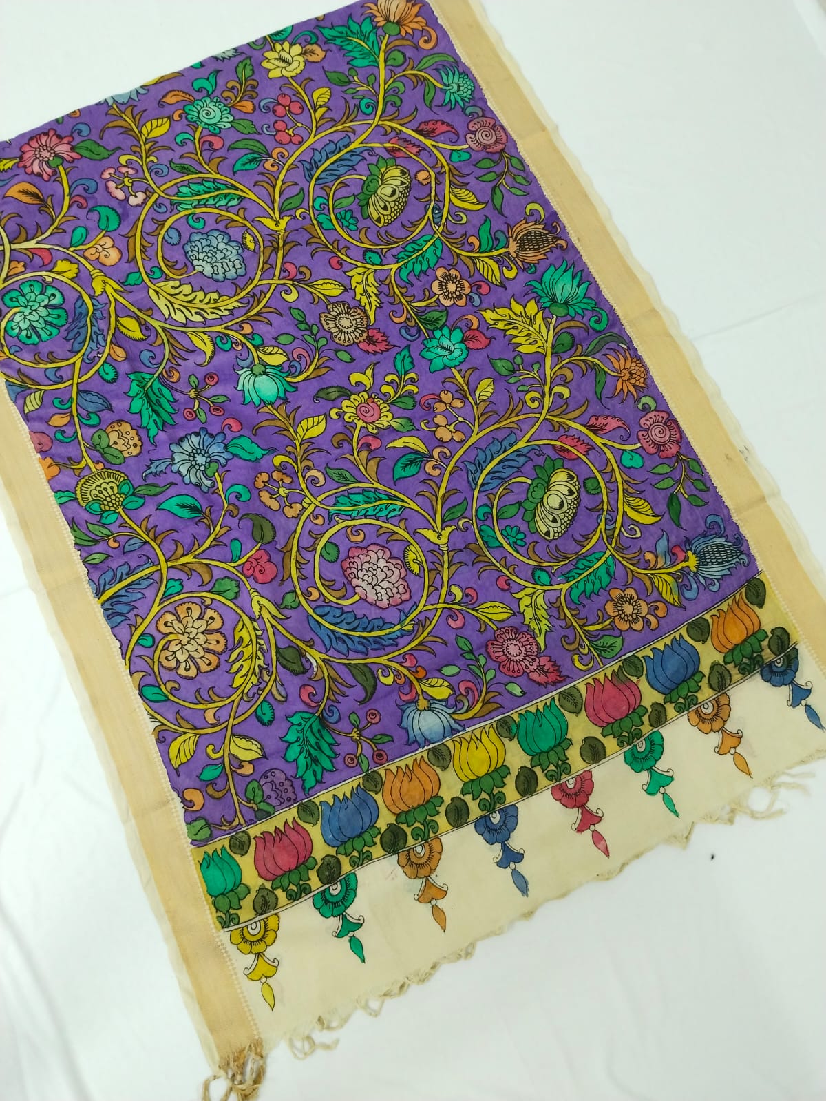 Shilpa | Mangalagiri cotton pen kalamkari hand painted Duppattas