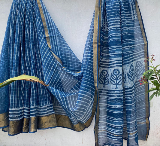 Aryaman | block printed by hand on Kota Doria cotton sarees