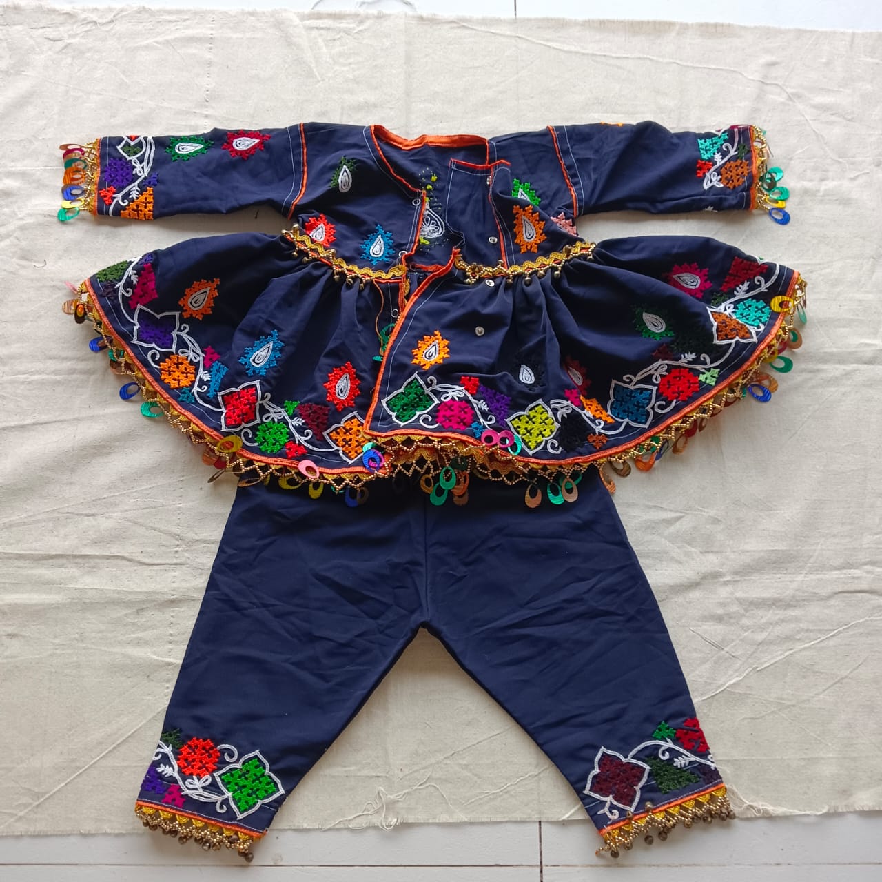 Aadhya | Childrens Kutchi Dress in  Blue Color