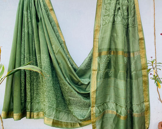 Charmy | Block printed Maheshwari Silk Saree