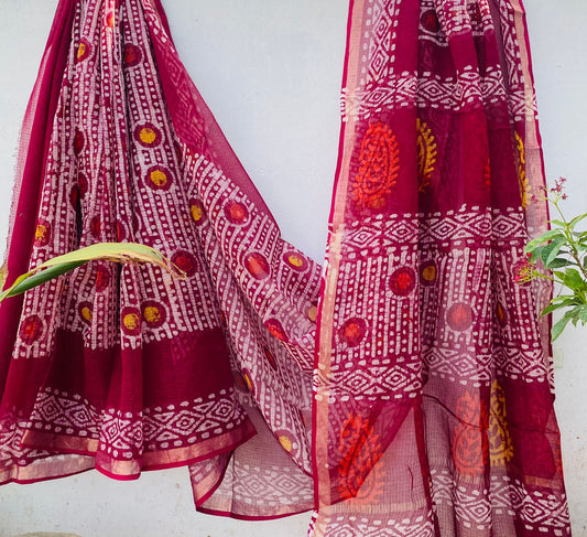 Dhruv | block printed by hand on Kota Doria cotton sarees