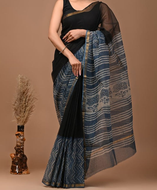 Dhruvish | block printed by hand on Kota Doria cotton sarees