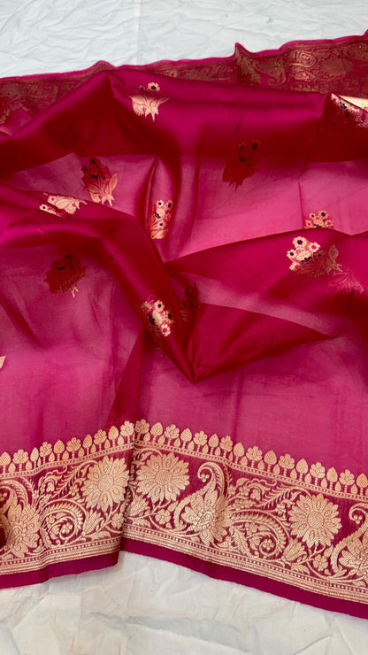 Ashika | Banarasee handloom kora organza silk saree