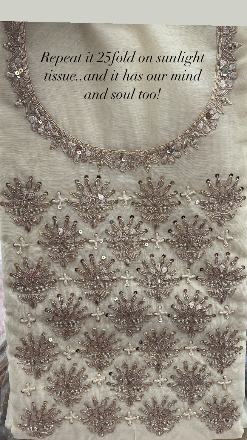 Aalia- tissue fabric set with gota Patti and pearls