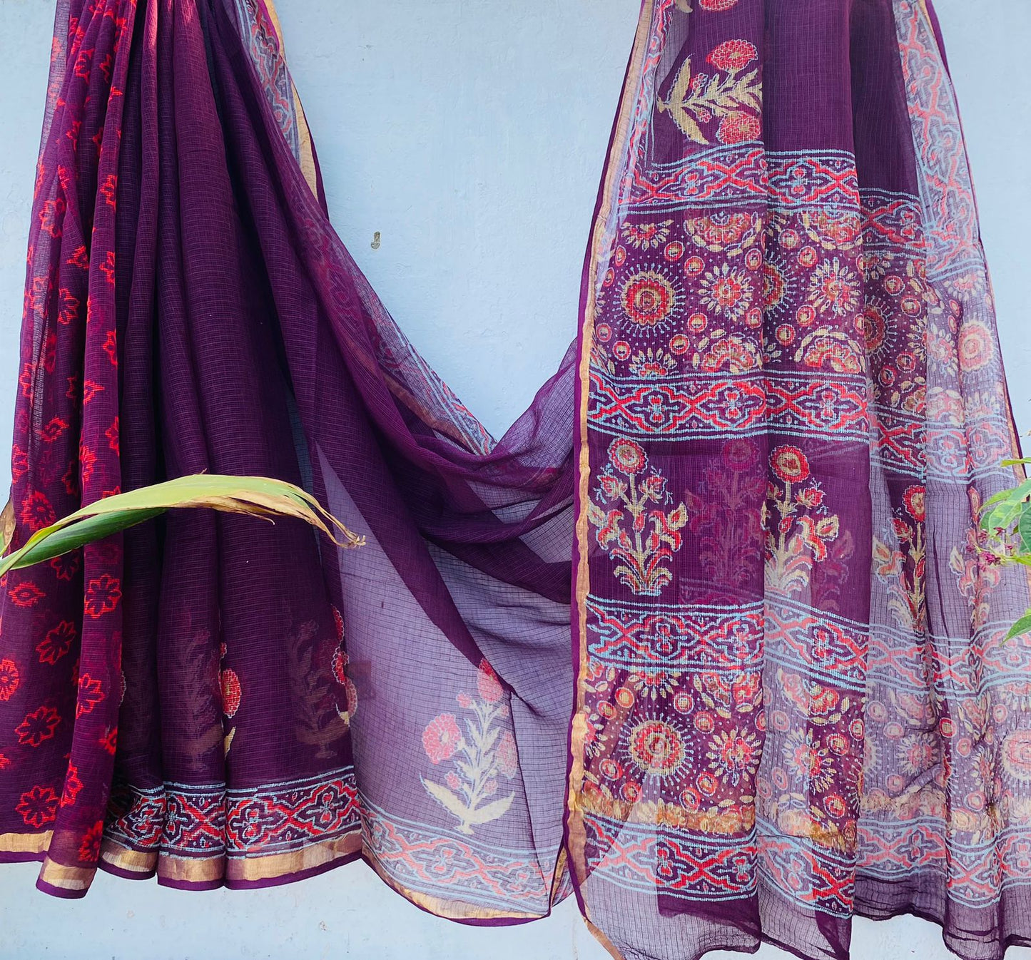 Agrima | block printed by hand on Kota Doria cotton sarees.