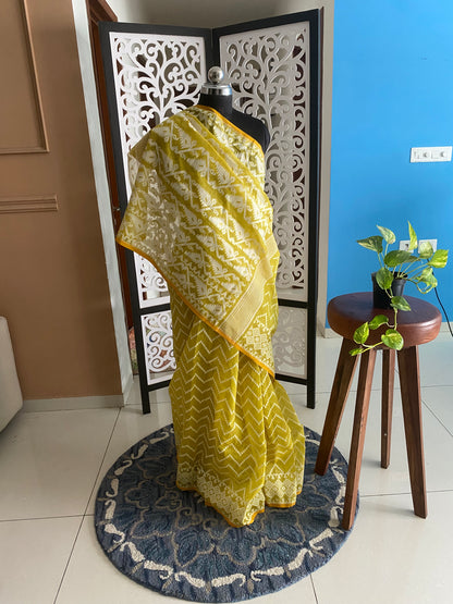 Bahar ~ yellow Chevron Jamdani