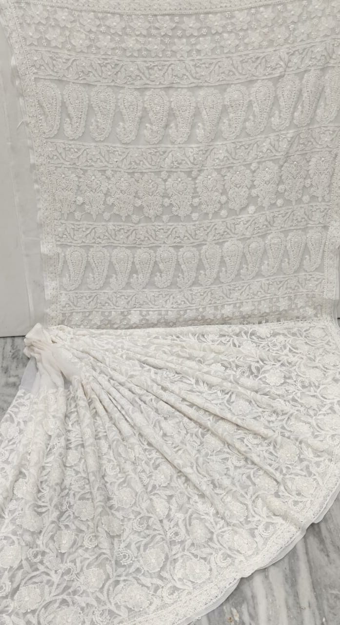 Chikankari jaal saree