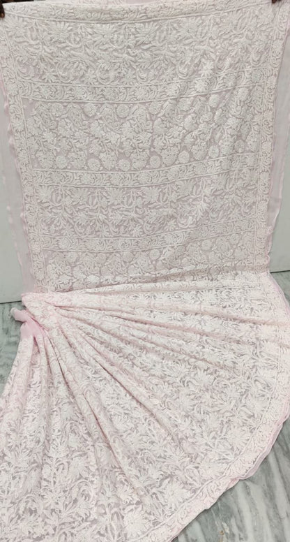 Chikankari jaal saree