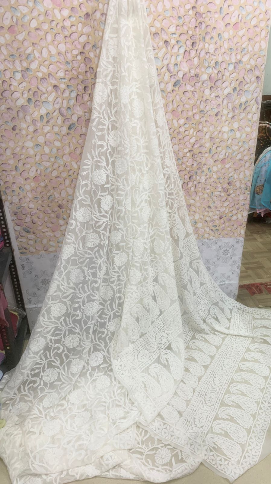 Woven Rhythms ~ Chikankari jaal on georgette saree
