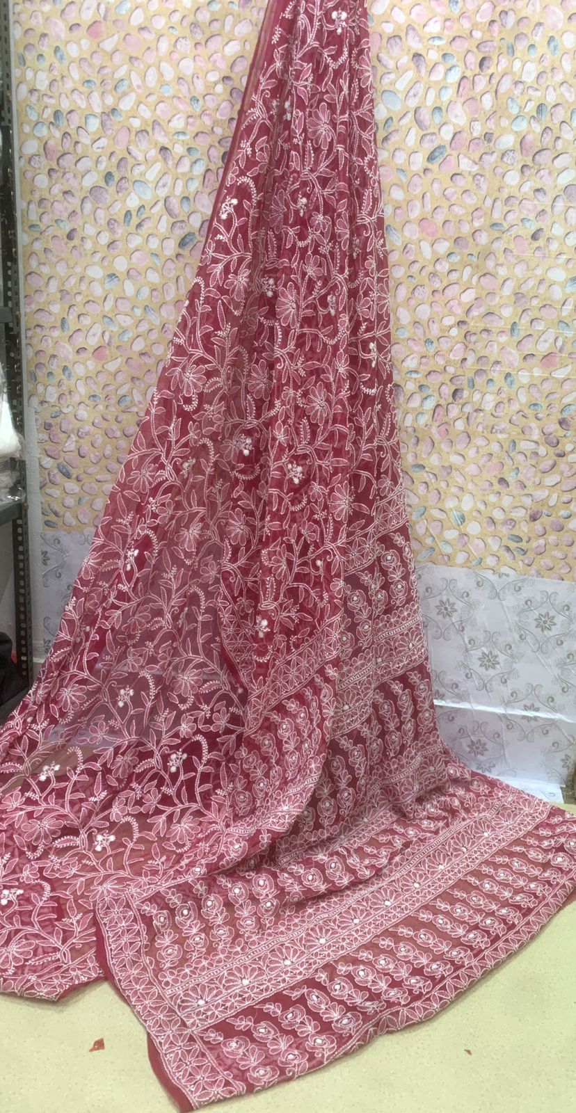 Woven Rhythms ~ Chikankari jaal on georgette saree