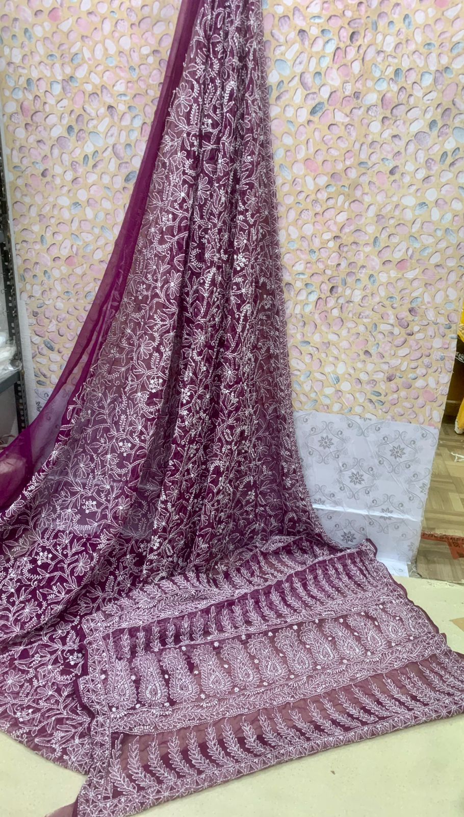 Woven Rhythms ~ Chikankari jaal on georgette saree