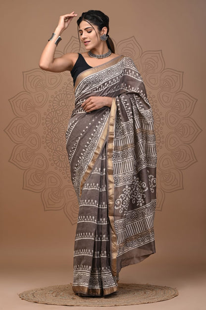 Ekam | monochrome maheswari silk saree