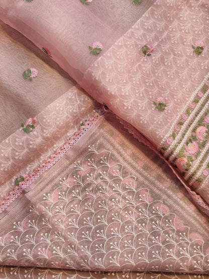 Ruby | organza saree with embroidered lace