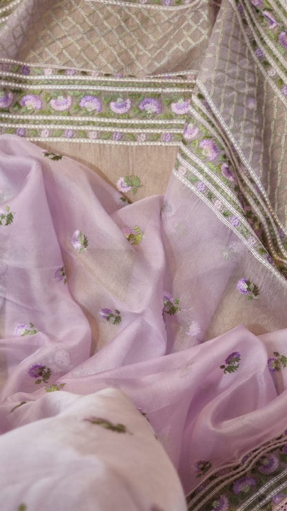 Ruby | organza saree with embroidered lace