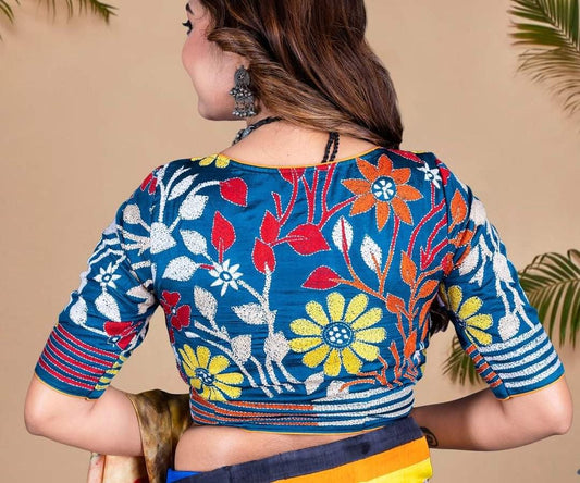 Nakshi kantha blouse- Blue