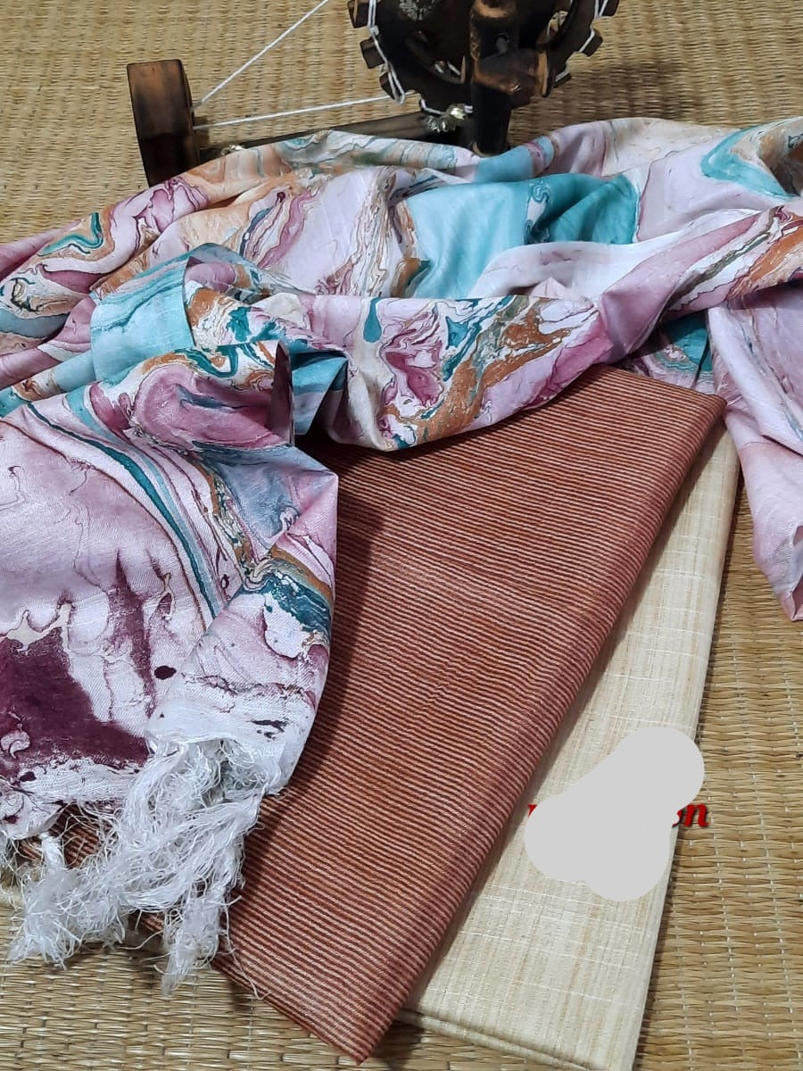 Marbled suit fabric in tussar silk