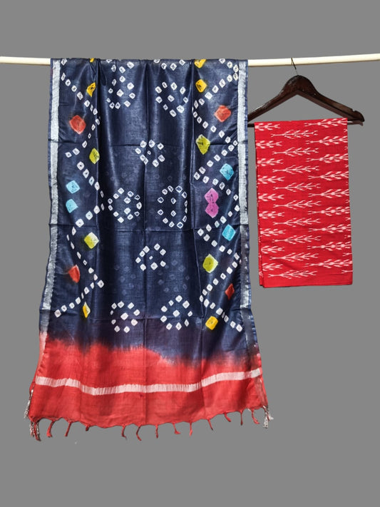 Shibori linen ikkat fabrics in dual colours
