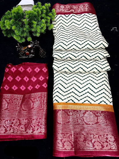 Chevron dola silk saree