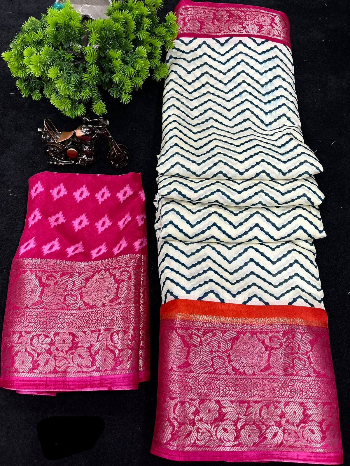 Chevron dola silk saree