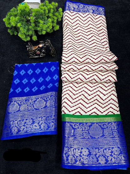 Chevron dola silk saree