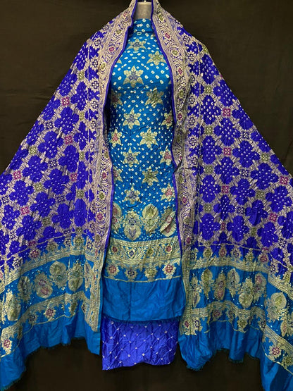 Minakari bandhej suit