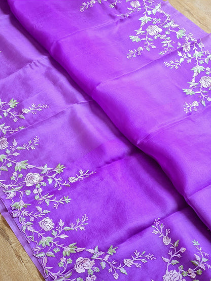 Khwab | organza silk tilfi cutwork saree