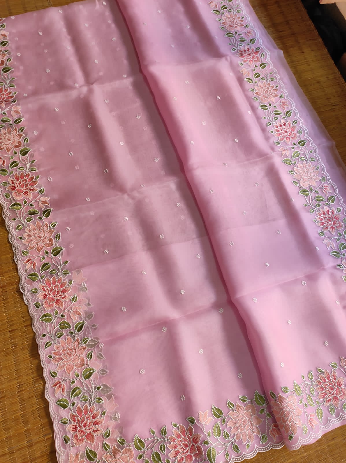 Zoey  | Pure organza silk saree (Pink)