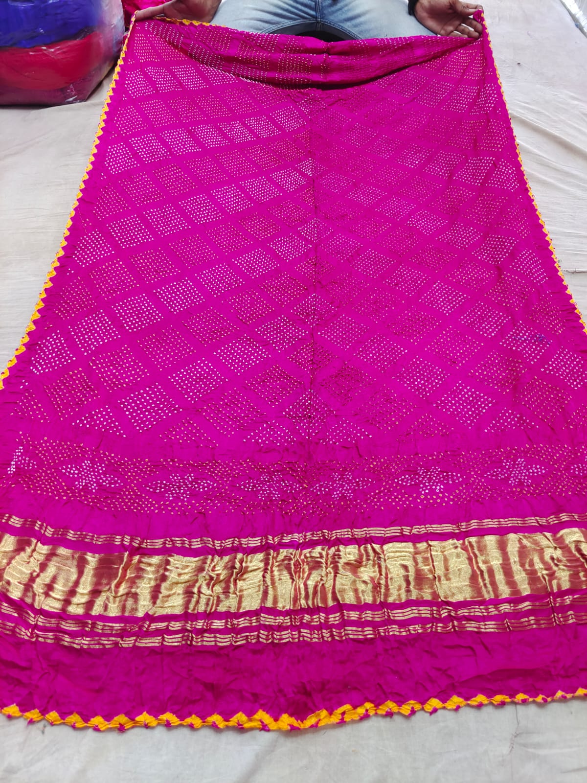 Gajji silk rai bandhej in tissue silk