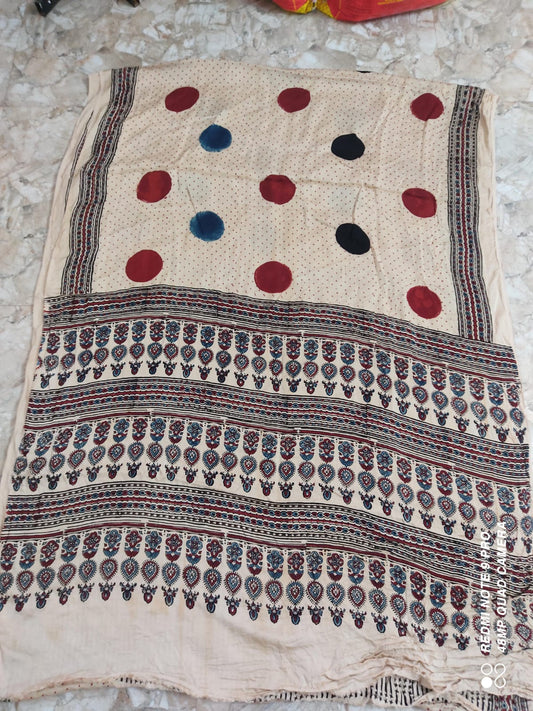 Polka | ajrakh modal silk saree design