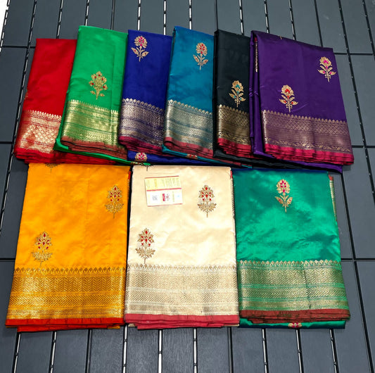 Pure Handwoven Banarasi Minakari Katan Silk