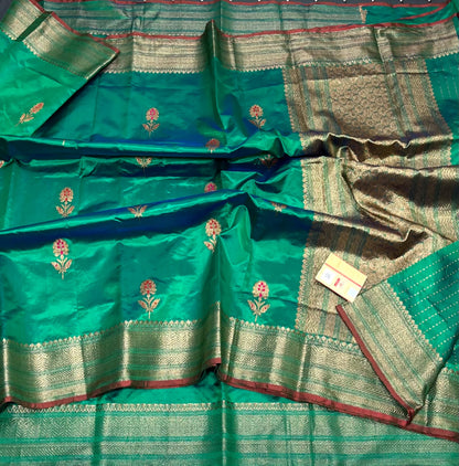 Pure Handwoven Banarasi Minakari Katan Silk