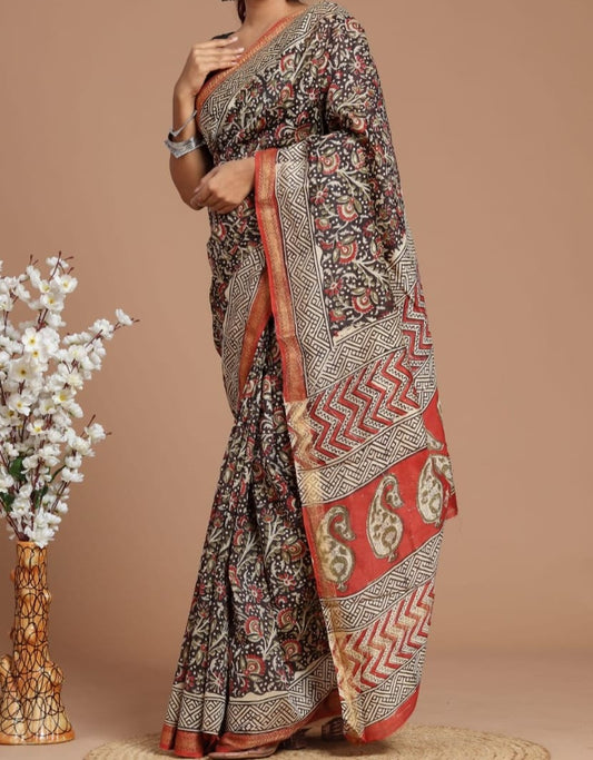 Aachal | Maheshwari silk sarees with block print