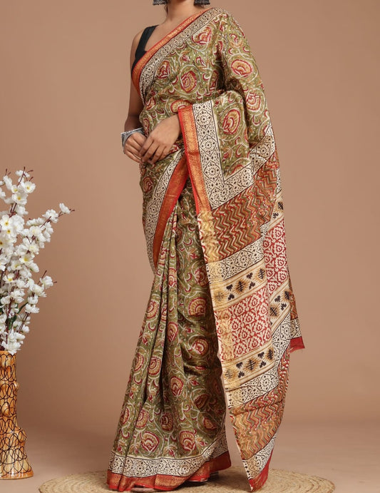 Aarna | Maheshwari silk sarees with block print