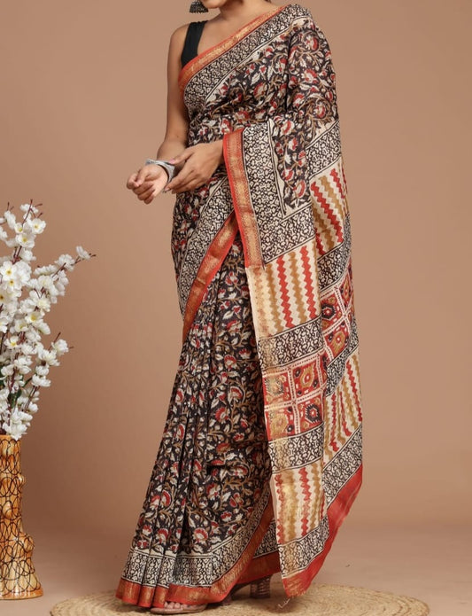 Adweta | Maheshwari silk sarees with block print