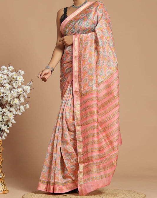 Adya | Maheshwari silk sarees with block print