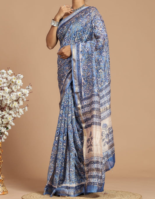 Anya | Maheshwari silk sarees with block print