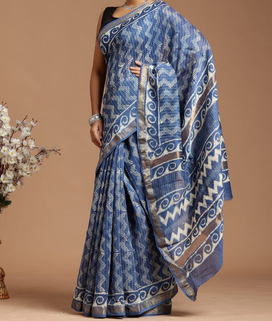 Bhavna | Maheshwari silk sarees with block print