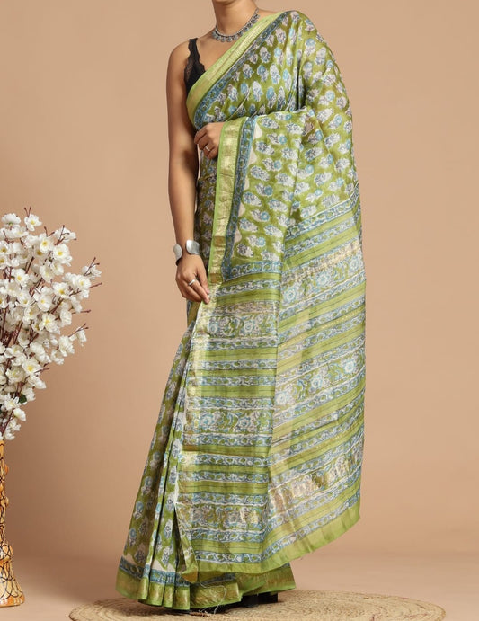 Baghyawati | Maheshwari silk sarees with block print
