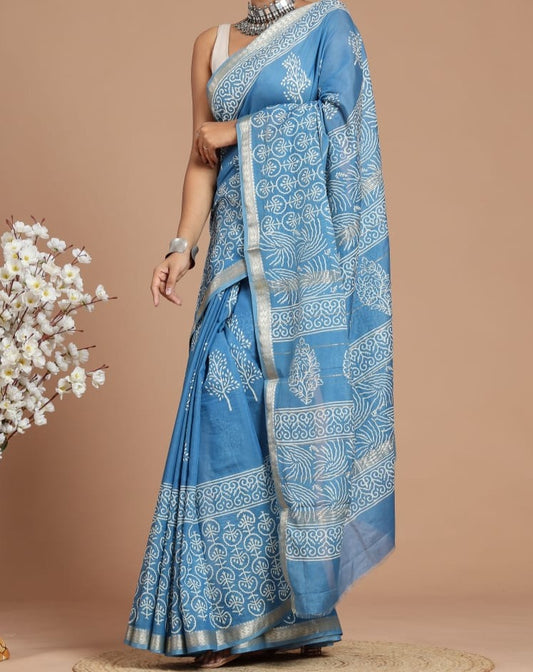 Bimala | Maheshwari silk sarees with block print