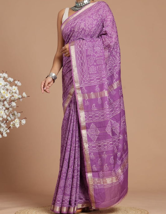 Chaitaly | Maheshwari silk sarees with block print